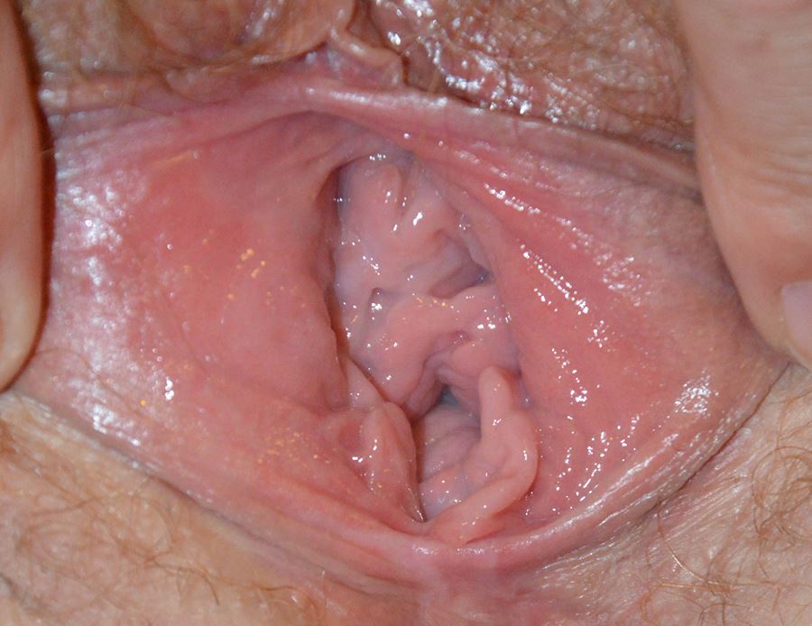 Extrem närbild på en riktigt kåt och våt fitta